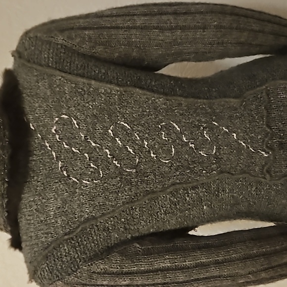 VTG FORLA PARIS 1990s Wool Fur Trim Rosette Longline Sweater Cardigan - Picture 10 of 14